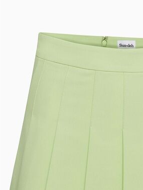 Aritzia Pale Green Pleated Mini Skirt